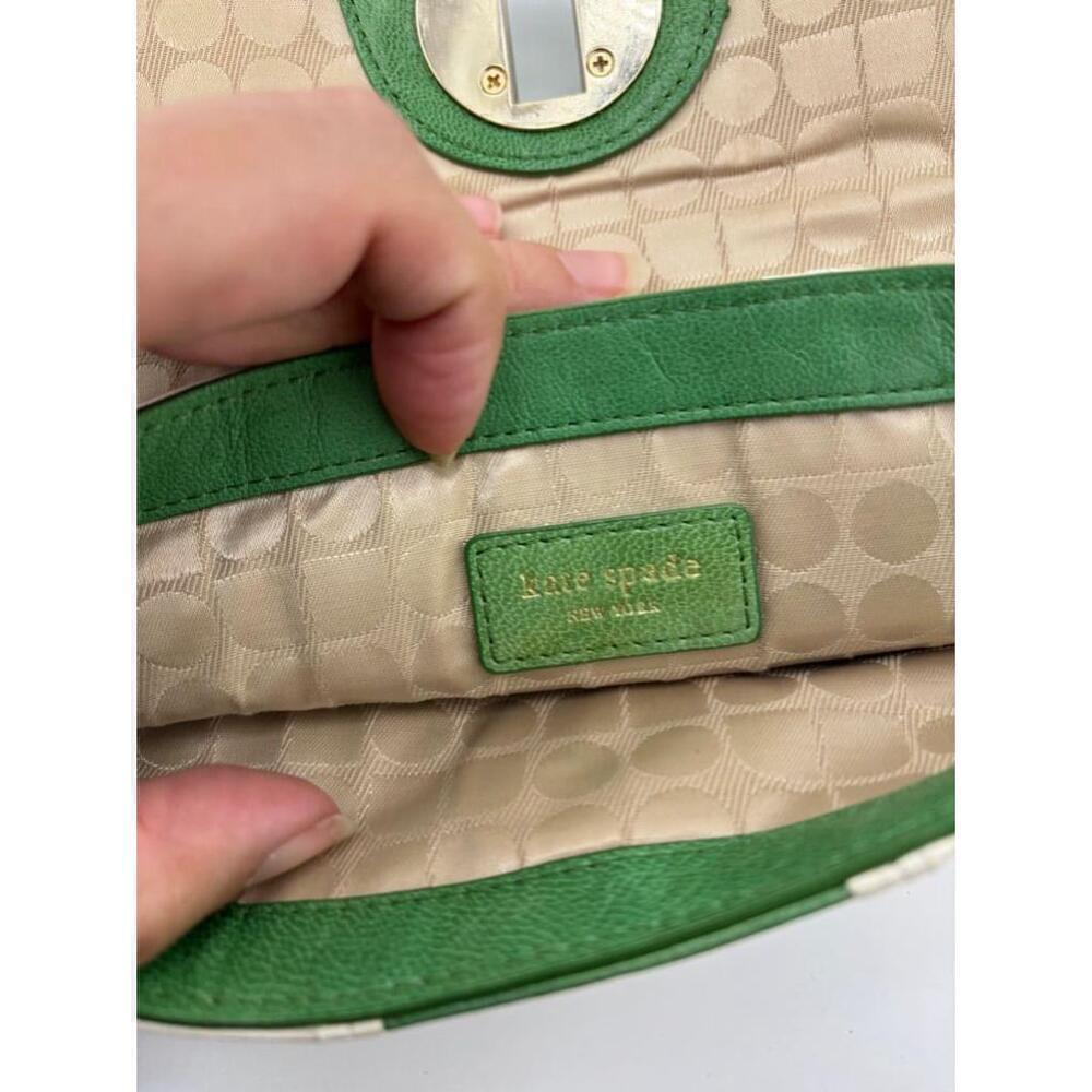 Women's Kate Spade Green and White Leather Clutch - Picture 14 of 15